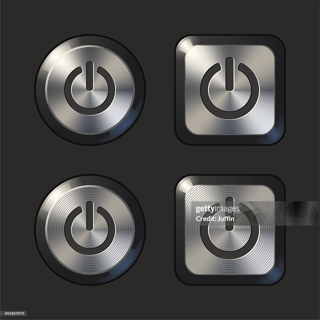 Brushed Metal Power Buttons High-Res Vector Graphic - Getty Images