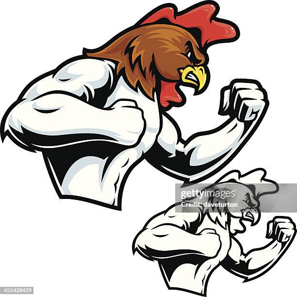 fighting hahn-maskottchen - fighting stance stock-grafiken, -clipart, -cartoons und -symbole