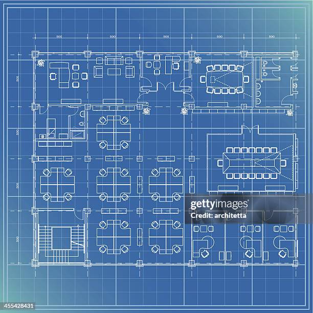 office partial plan with director room - board room door stock illustrations