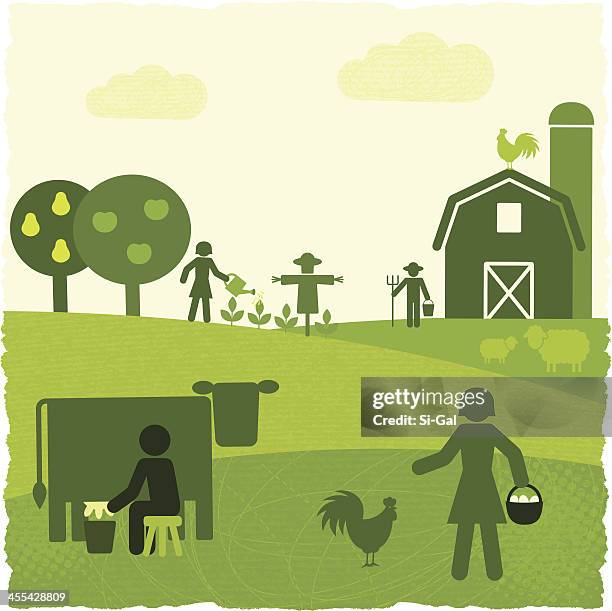 green agriculture (greenworld series) - apple orchard stock illustrations