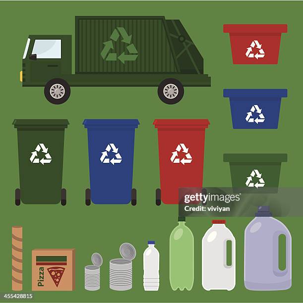 recycle items - dustbin lorry stock illustrations