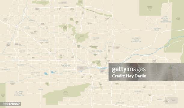 phoenix area map - tempe arizona city stock illustrations