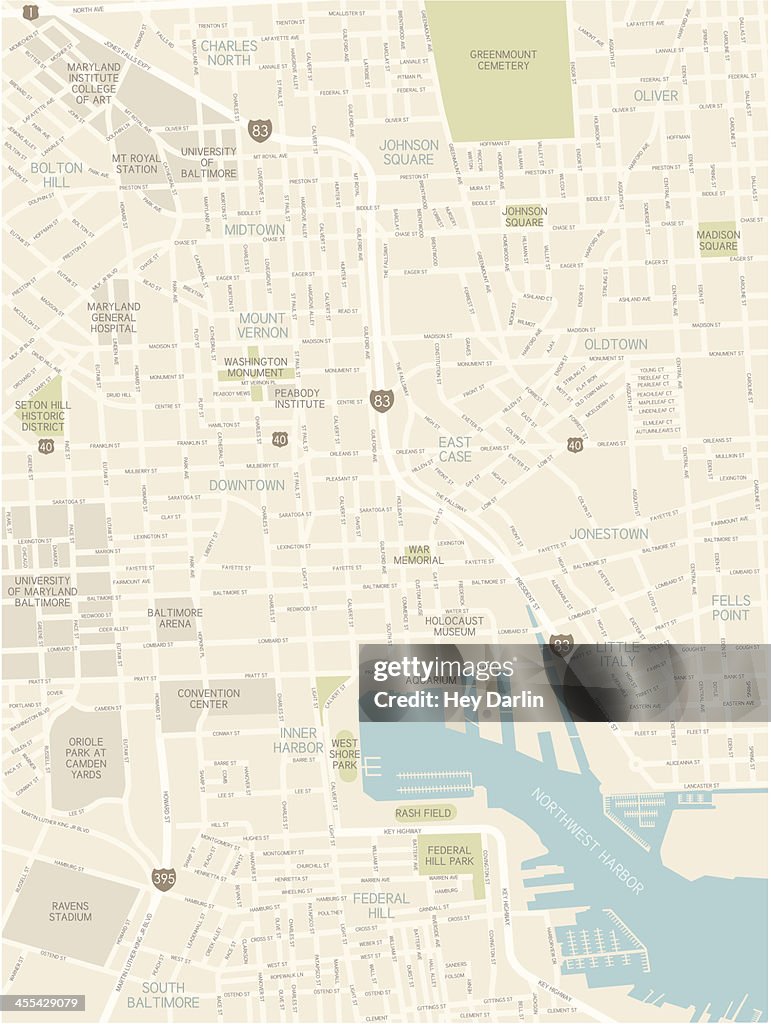 Karte der Innenstadt von Baltimore