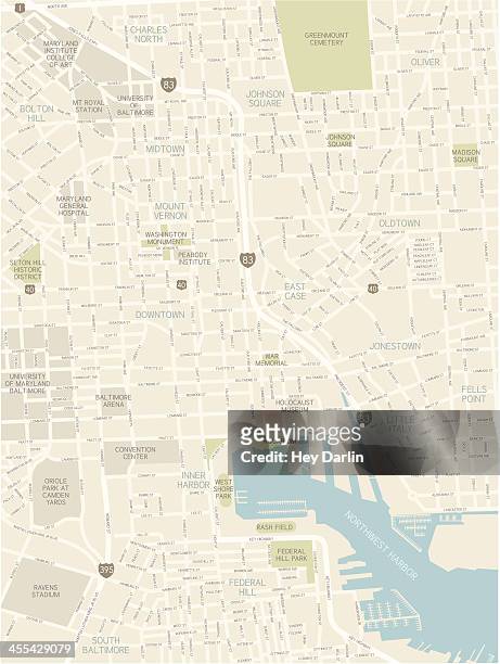 baltimore downtown map - baltimore maryland stock illustrations