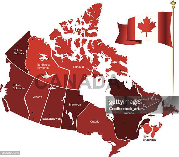 canada - canada map flag stock illustrations
