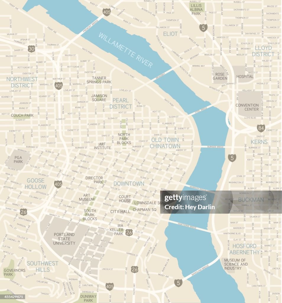 Portland, Oregon Downtown Map