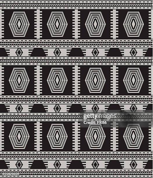 indigenous rug (black and white) - southwest design stock illustrations