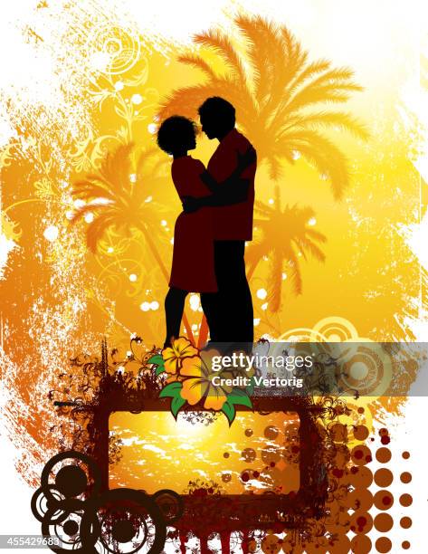 summer love - couple beach sunset stock illustrations