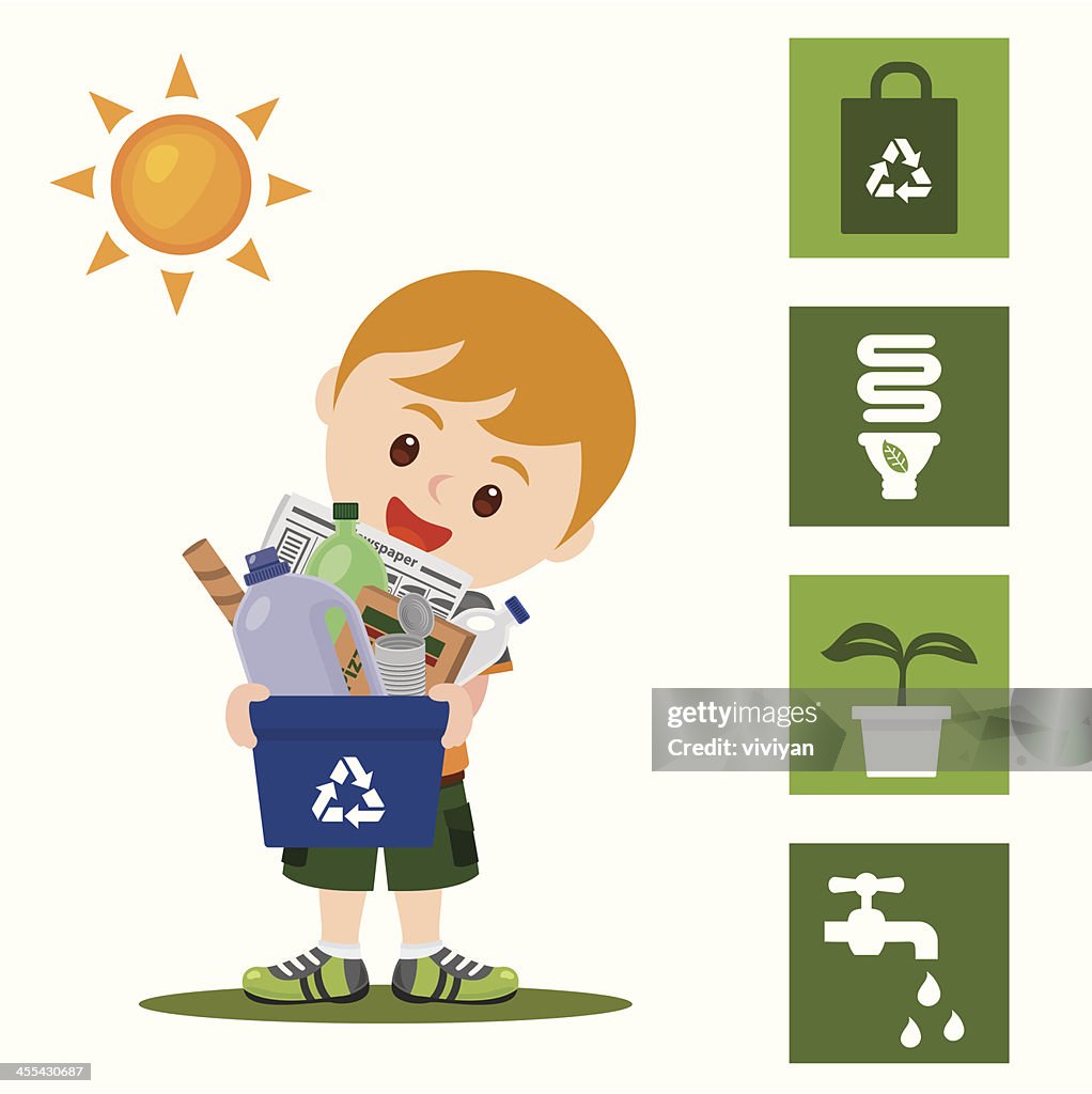 Environmental conservation with a boy