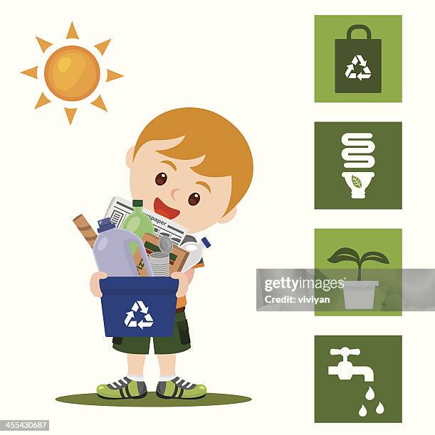 environmental conservation with a boy - environment friendly logo stock illustrations