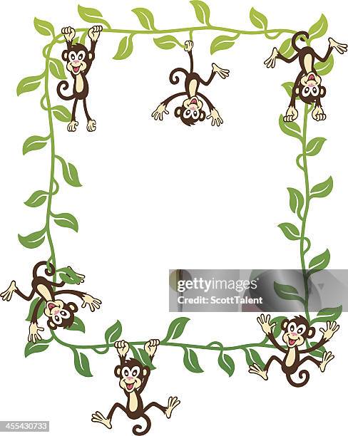 crazy monkey boarder - jungle tree cartoon stock illustrations