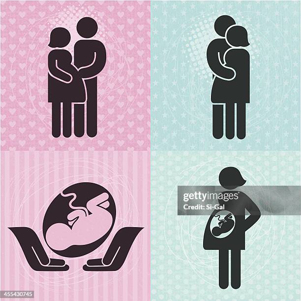 pregnancy icons (family life series) - uterus line stock illustrations