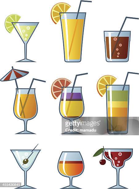 cocktails - drink umbrella stock illustrations