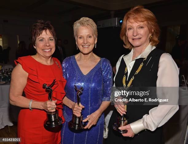 Awards publicist Rosalind Jarrett Sepulveda, Ambassador Swanee Hunt and philanthropist Cecilia DeMille Presley attend the WIN Awards at Santa Monica...