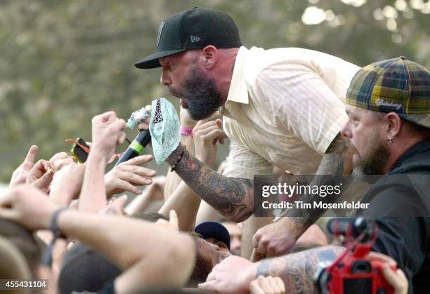 Fred Durst of Limp Bizkit performs during the Monster Energy Aftershock Music Festival at Discovery Park on September 13, 2014 in Sacramento,...