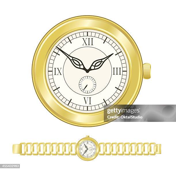 golden wristwatch - roman numeral stock illustrations