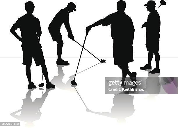 golf foursome silhouettes - golf group stock illustrations