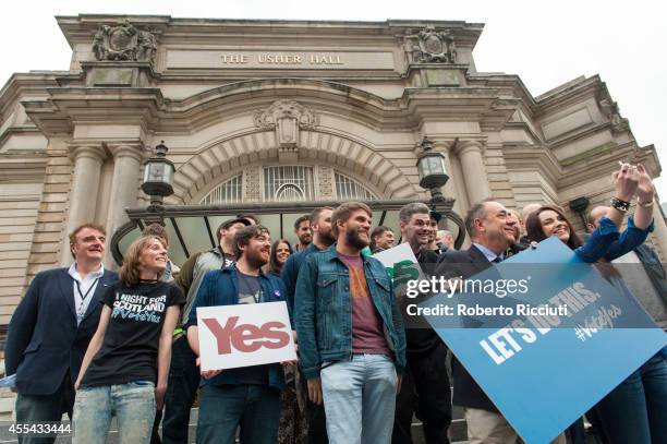 Tommy Sheppard, Billy Kennedy, Grant Hutchison, Paul Thomson, Alex Salmond and Amy MacDonald attend a photocall to present the event A Night For...