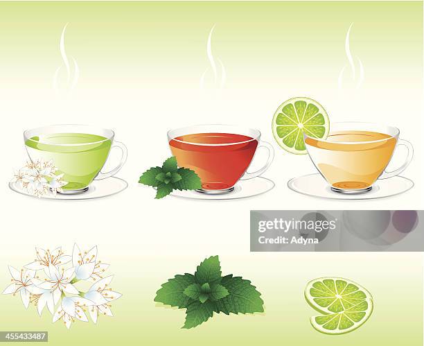 stockillustraties, clipart, cartoons en iconen met hot tea - jasmine flower