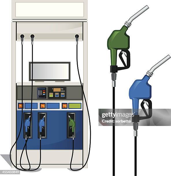 stockillustraties, clipart, cartoons en iconen met gas station and fuel pump - handle