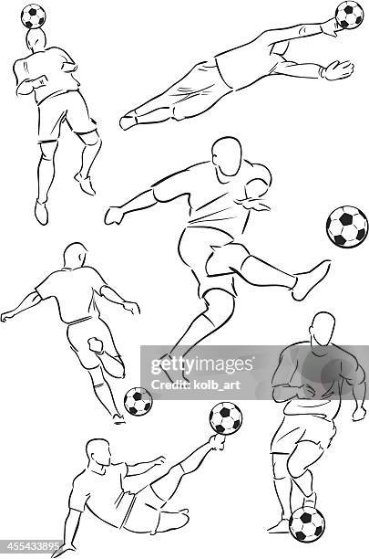 football playing figures - defender soccer player stock illustrations