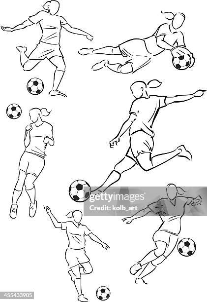 illustrations, cliparts, dessins animés et icônes de football jeu de chiffres de femme - joueur de football