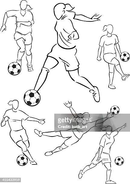 football playing female figures 2 - the championship soccer league stock illustrations