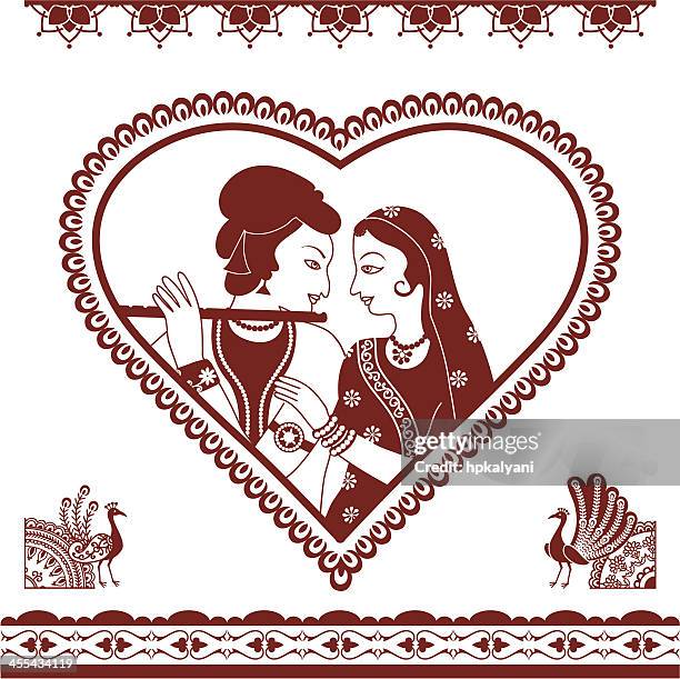 mehndi radha-krishna - radha stock-grafiken, -clipart, -cartoons und -symbole