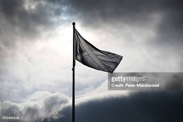 Scottish Saltire flag flies on the border with England on September 14, 2014 in Carter Bar, Scotland. The latest polls in Scotland's independence...