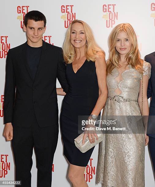 Gabriel Jagger, Jerry Hall and Georgia May Jagger attend a special screening of "Get On Up" at The Ham Yard Hotel on September 14, 2014 in London,...