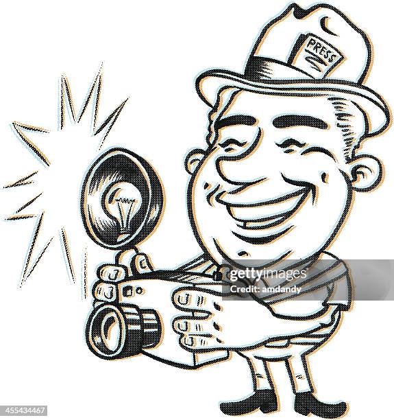 press photos click snap poooof - paparazzi illustration stock illustrations