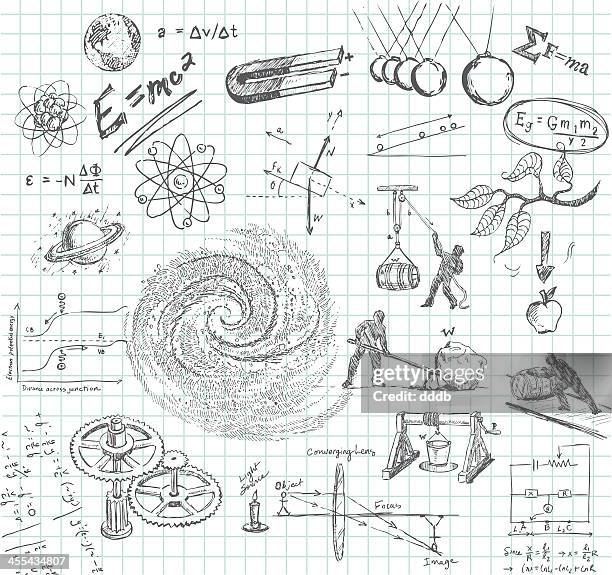 illustrations, cliparts, dessins animés et icônes de physique griffonnage - galaxie spirale