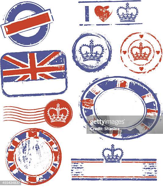 great britain rubber stamps - british crown stock illustrations