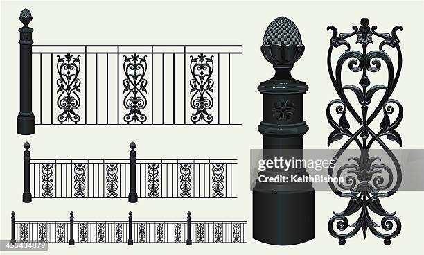 fence - wrought iron - wrought iron stock illustrations