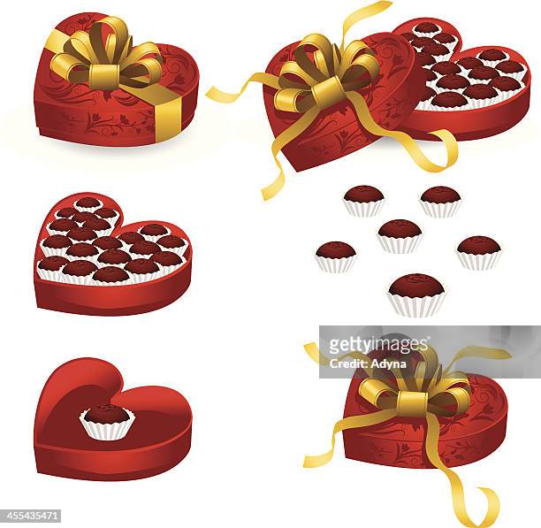 valentin's day chocolate - box of chocolates stock illustrations