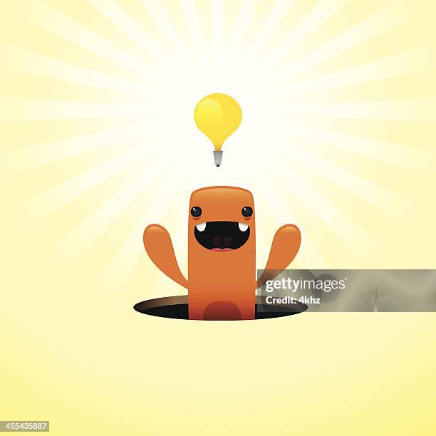 cute character has new plan - light breaking through stock illustrations