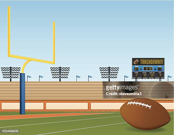 stockillustraties, clipart, cartoons en iconen met a football field with a touchdown screen - american football on screen