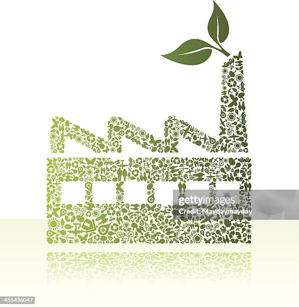 stockillustraties, clipart, cartoons en iconen met eco green friendly factory - butterfly cycle