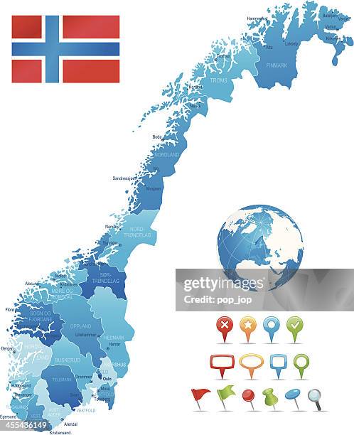 stockillustraties, clipart, cartoons en iconen met norway - highly detailed map - romsdal in norway