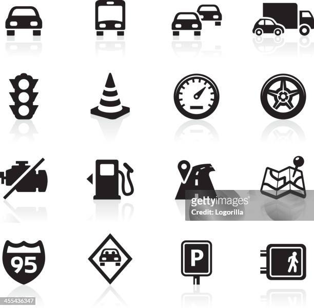 ilustraciones, imágenes clip art, dibujos animados e iconos de stock de iconos de transporte y de conducción - autopista interestatal