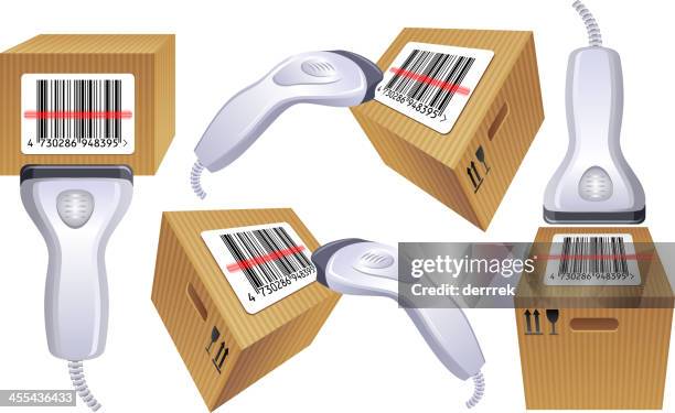 bar-code box scanner - scan barcode stock illustrations