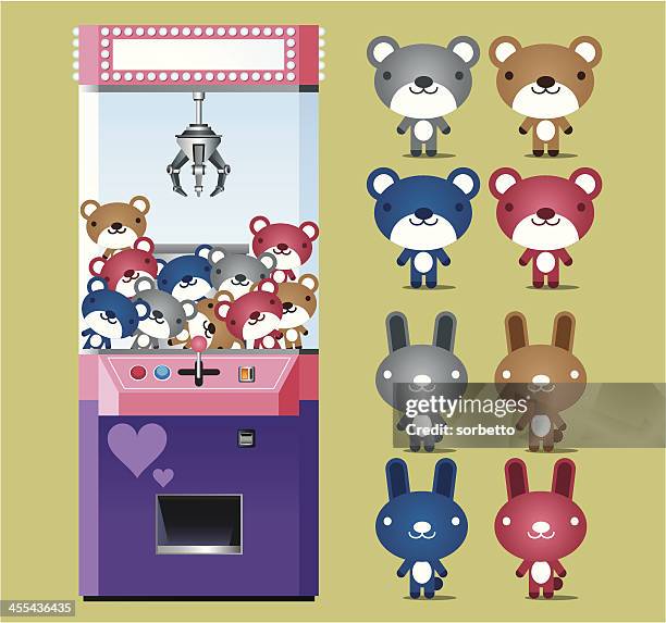 bildbanksillustrationer, clip art samt tecknat material och ikoner med toy claw machine - claw machine