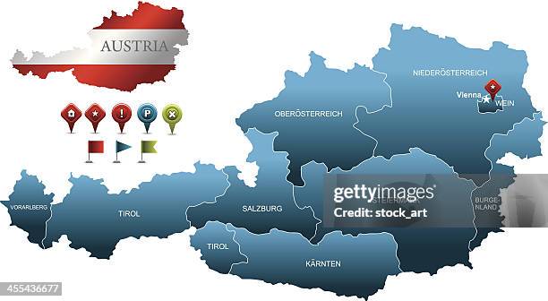 ilustrações, clipart, desenhos animados e ícones de a áustria mapa - burgenland