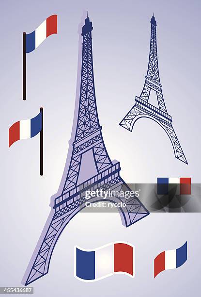 isometric frankreich elemente - effiel tower stock-grafiken, -clipart, -cartoons und -symbole