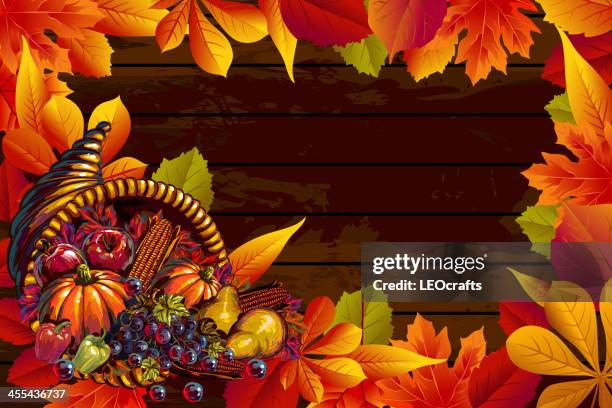 beautiful autumn/thanksgiving background - thanksgiving cornucopia stock illustrations
