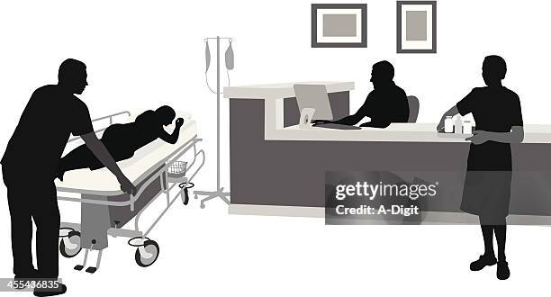 hospital ward vector silhouette - hospital orderly stock illustrations