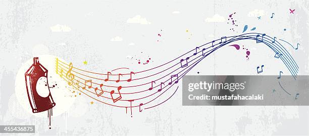 stockillustraties, clipart, cartoons en iconen met musical graffiti - notenbalk