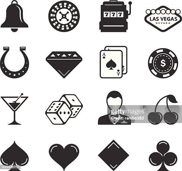 illustrazioni stock, clip art, cartoni animati e icone di tendenza di icone di casinò e gioco d'azzardo - poker machine