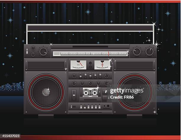 ilustraciones, imágenes clip art, dibujos animados e iconos de stock de ghetto blaster glamour - radiocasetera