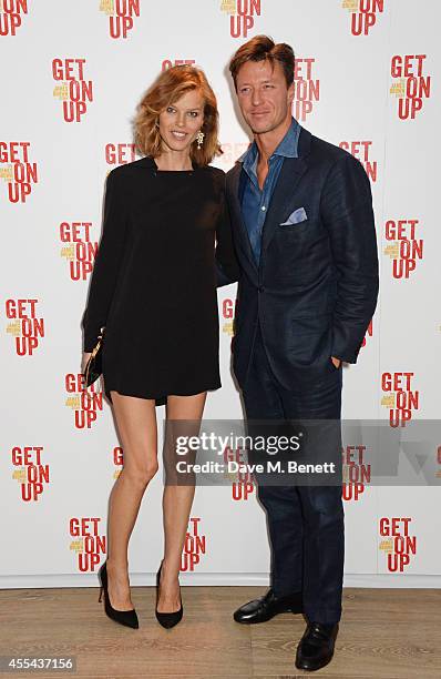 Eva Herzigova and Gregorio Marsiaj attend a special screening of "Get On Up" at The Ham Yard Hotel on September 14, 2014 in London, England.